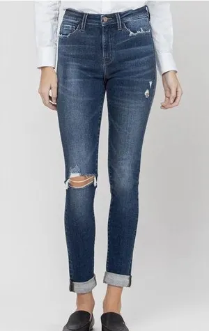 Flying Monkey Dark Wash Distressed Skinny Jeans Size 32 thumbnail 1