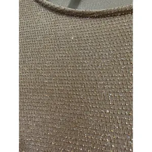 Leith Womens Gold Metallic Knit Shimmer Shift‎ Dress Long Blouson Sleeve XL thumbnail 4
