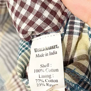 WORLD MARKET Size Small/Medium Plaid Ruffle‎ PATCHWORK TOP NEW thumbnail 4