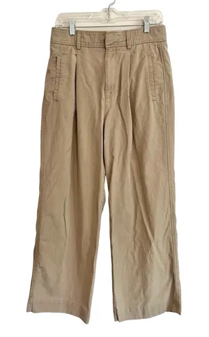 Everlane Draper Pleated Pant Khaki Ash Brown High Rise Wide Leg Size 8S thumbnail 1
