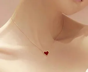 18K Gold Plated Red Heart Pendant Necklace for Women thumbnail 6