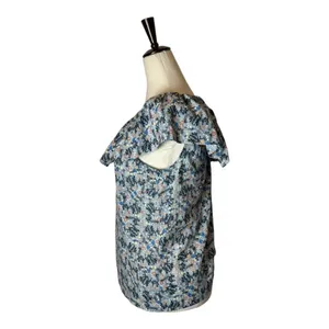 Rebecca Taylor La Vie‎ Shirt Women Medium Blue Floral One Shoulder Top Bohemian thumbnail 7
