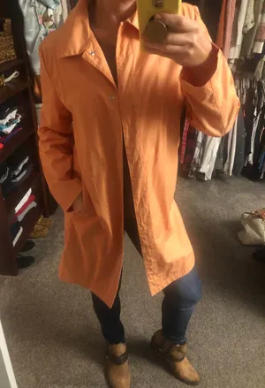 Gap VINTAGE 90’s Peach Rain Coat Long Jacket TRENCH thumbnail 2