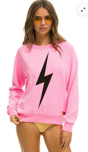 Aviator Nation Bolt Crew Logo Sweatshirt Crewneck Neon Pink Size M thumbnail 1