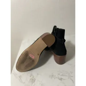 Gianni Bini Ankle Boots Womens 6.5 Black Suede Leather Buckle Block Heel Booties thumbnail 6