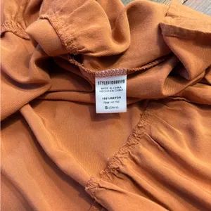 Bohme Bohemian Danae Tiered Camel Brown Midi Dress Sz Small 🍄 thumbnail 10