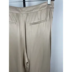 Zara Woman SS23 Tan Satin Effect Blend Drape Pareo Wide Leg Pants Ecru Size‎ L thumbnail 7