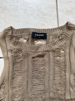 Calypso brown ruched knit tank top in a S thumbnail 2