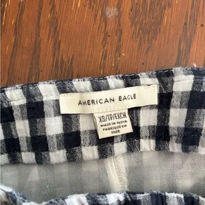 American Eagle Gingham Mini Skirt XS Black White Cotton Linen thumbnail 2