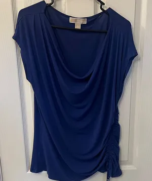 Michael Kors Royal Blue Draped Blouse thumbnail 1