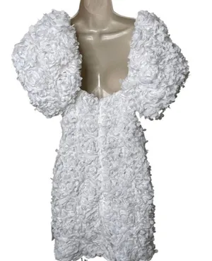 ASOS LUXE 3D floral corset mini dress with puff sleeves in white sz 6 thumbnail 9