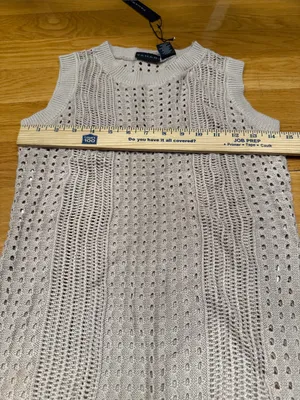 NWT Tahari tan open -knit beach dress cover up size small. thumbnail 4