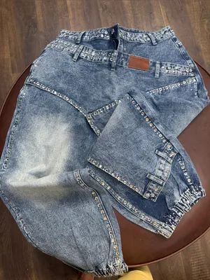Women’s Blue Studded Denim Jogger Jeans thumbnail 1