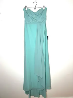 Lulu’s Splendid Aura Sage Green Chiffon Pleated Strapless Maxi Dress Size L thumbnail 4