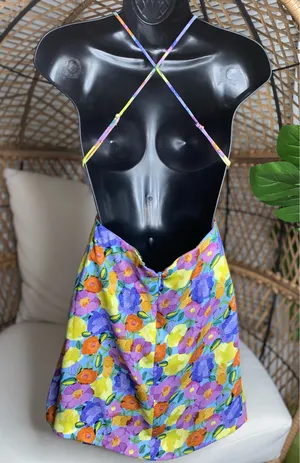 Zara multicolored floral print mini dress size medium Dress thumbnail 7