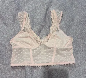 Pink Lace and Heart Polka Dot Bra Top thumbnail 1
