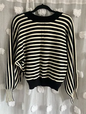 Lush Black and white Striped Crewneck Sweater thumbnail 2