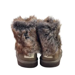 UGG Ellee Kids Brown Faux Fur Leather Buckel Strap Round Toe Ankle Boots Size 5 thumbnail 3