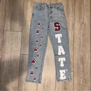 GAMEDAY SOCIAL Legacy Collection Mississippi State MSU Jeans Bulldog Paws 31 thumbnail 2