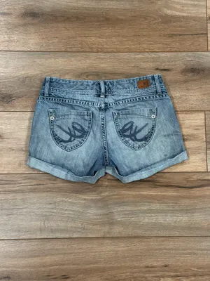 EXPRESS 100% Cotton Vintage 2000s Y2k Low-rise Cuffed Micro Jean Shorts | Sz 0 thumbnail 4