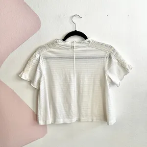 Free People White Smocked Top‎ Boho Cottagecore Prairie XS thumbnail 2