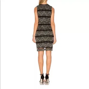 Nightcap Moroccan‎ Black Gold Lace V Neck Dress Size 3 Medium CP thumbnail 2