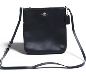 Coach Crossbody Bag Womens Small Black Crossgrain Leather Gold Hardware Zip Top thumbnail 1