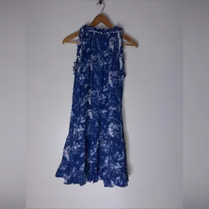 Sundays Blue Tie Dye Ruffle Sleeveless Mini Dress‎ Medium thumbnail 2