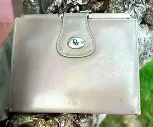Vintage Christian Dior Coin Purse Kisslock Wallet‎ Gray Bifold Snap Closure thumbnail 1