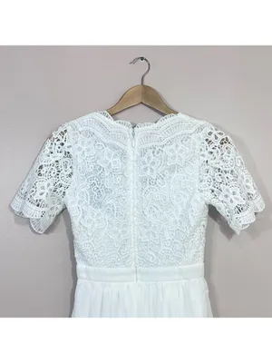 Lulus Lace Boho Dress XS Wedding Shower Rehearsal Bachelorette White Princess thumbnail 10