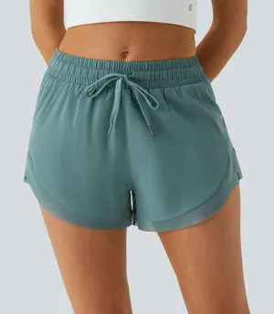Halara HA06.- Mid Rise Drawstring Contrast Mesh 2-in-1 Flowy Running Shorts 3'' Size 2X thumbnail 1