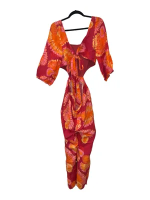 Farm Rio x Anthropologie Tie-Back Cutout Jumpsuit Floral Size M Sold Out thumbnail 4
