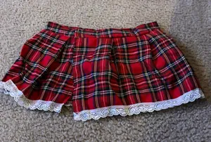 xs woman mini tiny skirt plaid Red thumbnail 1