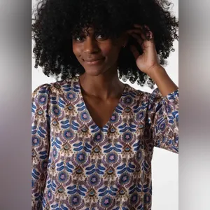 Retro 70s Vibe Mini Dress Long Puff Sleeve Deeluxe Size Small Party Disco Boho thumbnail 3