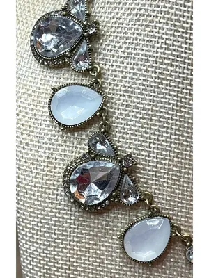 Vintage Style Clear Crystal Bee Teardrop Statement Necklace 18" thumbnail 5