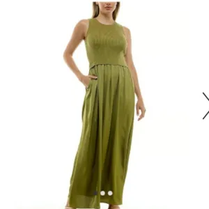 Taylor Mixed Media Knit to Satin Maxi Dress Olive Green Sleeveless Size M thumbnail 2