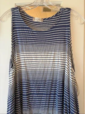 NWT M Altar'd State blue & White Striped Tank sleeveless and flowy dress or top thumbnail 1