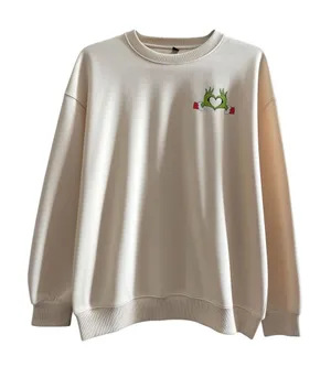 Cream Grinch Inspired My Day I'm Booked Graphic Sweatshirt Medium Holiday Crew thumbnail 1