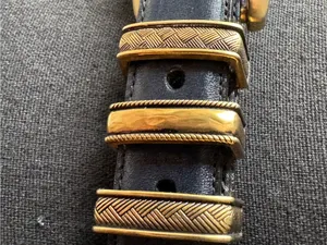 Brighton Navy Leather Belt with Gold-Tone Buckle thumbnail 3