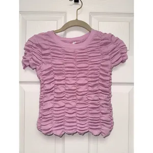 Anthropologie Smocked‎ Short Sleeve Tee Lavender Lilac Textured Crop Top thumbnail 5