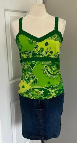 Green Paisley‎ Print Bob Mackie Studio Tank Top thumbnail 1