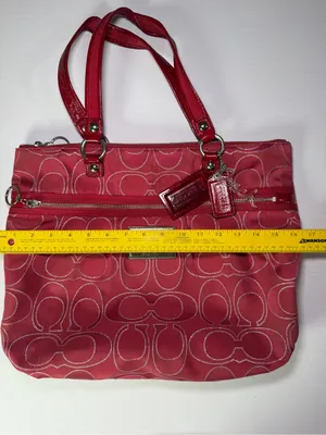 Coach Poppy Ruby Pink Signature C Canvas Tote (Style No. 15389) thumbnail 7