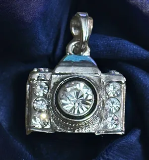 Rhinestone Camera Pendant Silver thumbnail 1