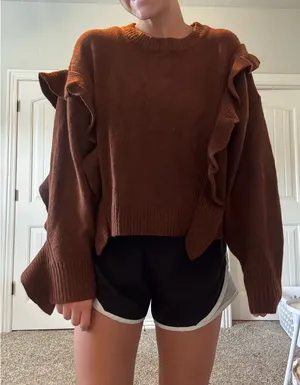 Prómesa Brown Ruffle Sweater thumbnail 1