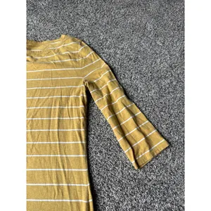 A New Day Women's yellow white striped quarter sleeve top size large thumbnail 3