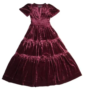 NWT by Anthropologie The Somerset Maxi in Red Maroon Velvet Edition Dress XS thumbnail 1