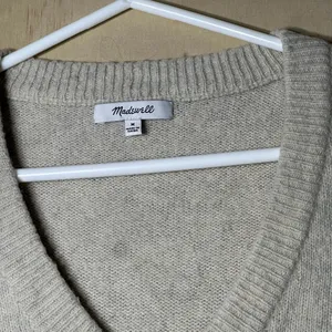 Madewell Neutral Wool Blend Bubble Sleeve‎ V Neck Knit Sweater Medium thumbnail 3