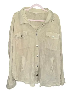 Altard state arula plus size B 2X Tan Shacket women’s Oversized beige corduroy thumbnail 1