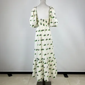 NWOT Farm Rio Linen Blend Cutout Tie Front Embroidered Tiered Midi Dress Size XS thumbnail 5