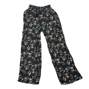 Lived To Be Spoiled Pants Womens M Black Floral Wide Leg Smocked Tassel Boho thumbnail 3